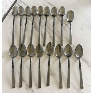 Vintage National Stainless Flatware Japan Spoons Lot of 17 Rose Serenade BxA